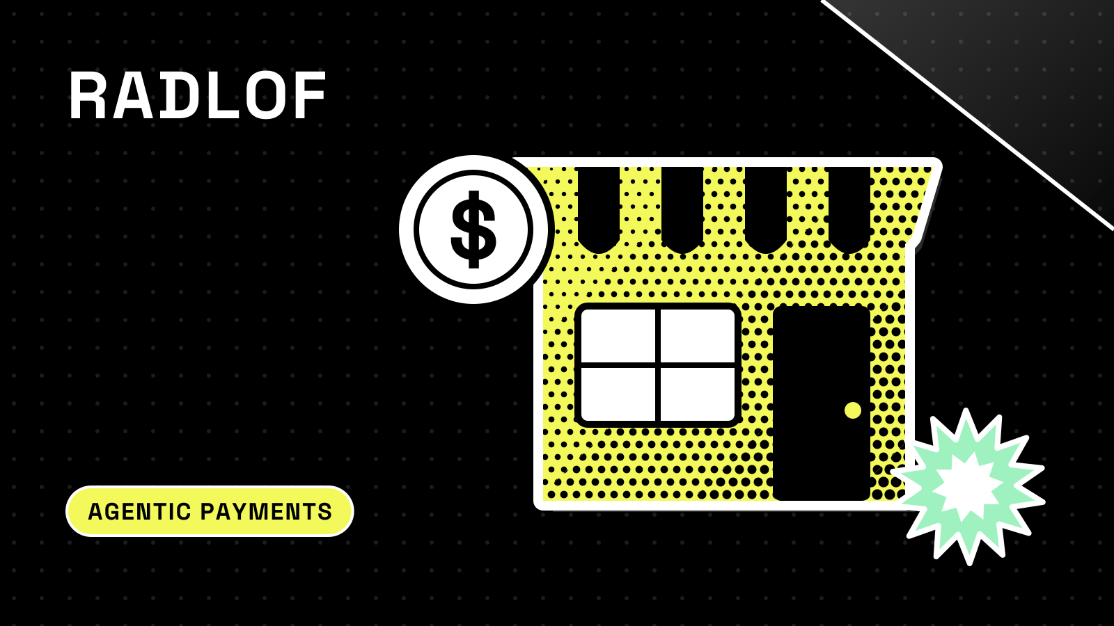 Radlof illustration of a yellow storefront with a striped awning and a dollar coin badge