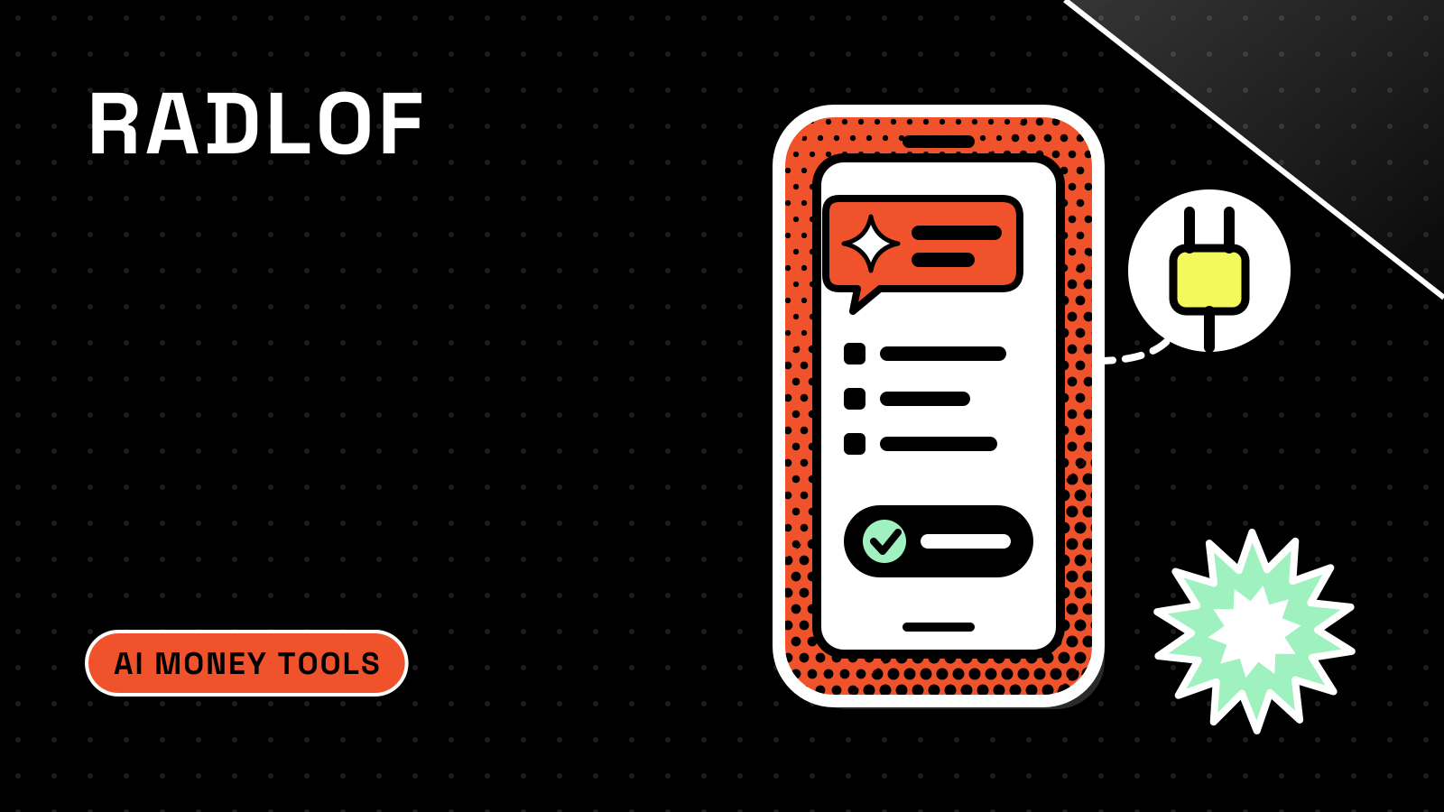 Radlof cover for the Copilot Money assistant news: an orange phone with an AI chat bubble, an approve button and a connector plug